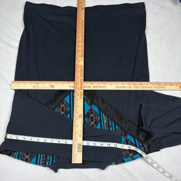 Vintage 80s Southwest Rodeo Aztec Fringe Long Sleeve Shirt Black OS XL Cowgirl - Picture 9 of 11